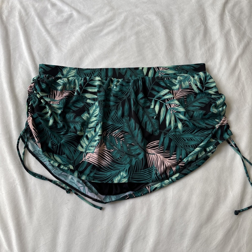 Cacique Swim Skirt Size 20 Green Tropical Palm Print Beach Holiday Slimming